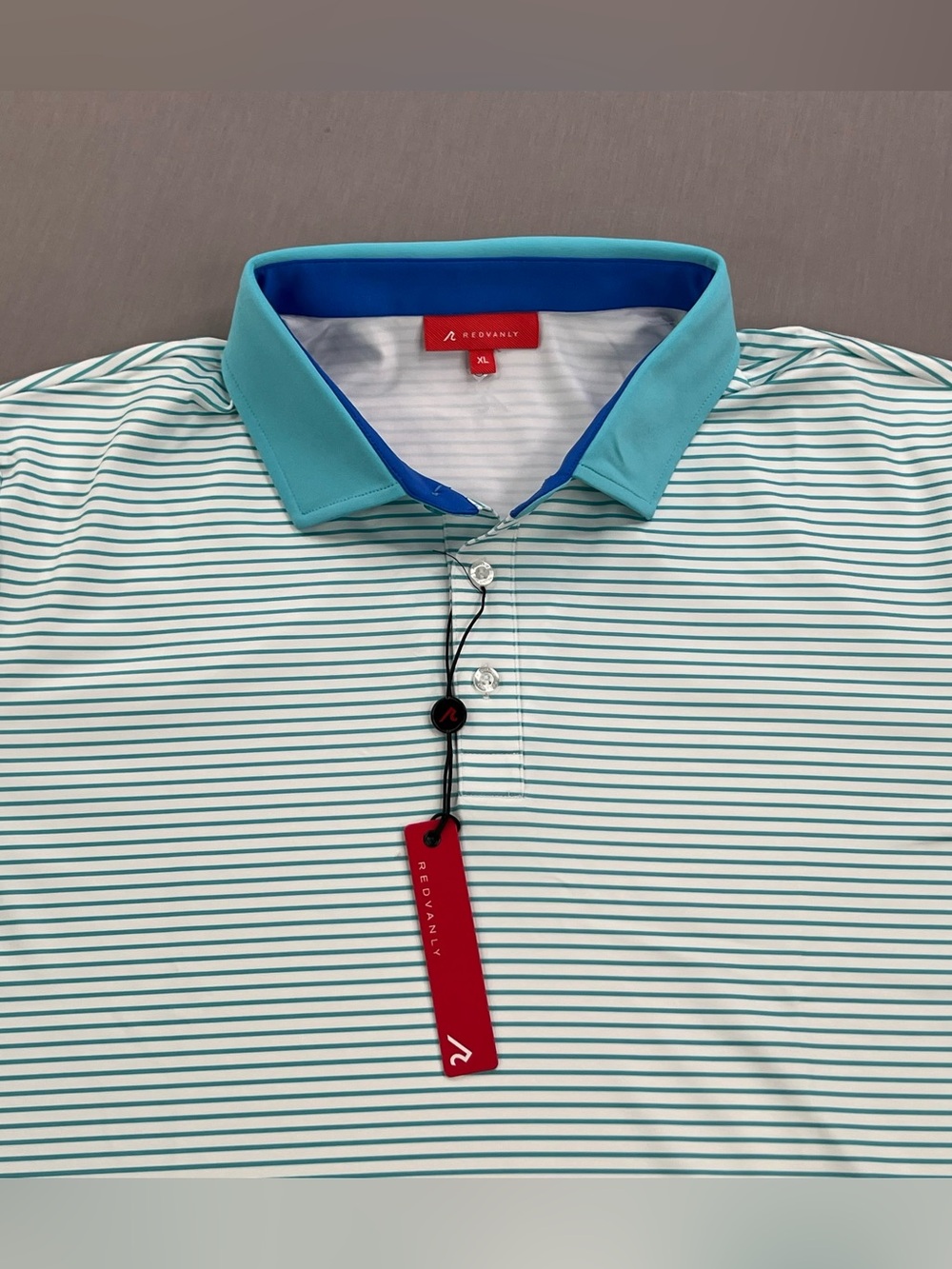REDVANLY MENS POIRER CURAÇAO STRIPED SS GOLF POLO SHIRT